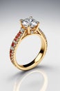 Gold Diamond Ruby Ring Close up,Generative AI Royalty Free Stock Photo
