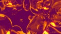 gold diaphanous fluid meta spheres floating on rose backdrop - abstract 3D rendering
