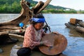 Gold diggers in Indonesia on an island Borneo