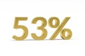 Gold digit fifty three with percent sign - 53% isolated on white Royalty Free Stock Photo