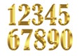 Gold digits on white background
