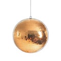 Golden Disco Ball Hanging Isolated on White Background Royalty Free Stock Photo