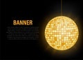 Gold Disco ball icon isolated on grayscale background. Vector stock illustration Royalty Free Stock Photo