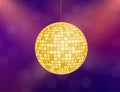 Gold Disco ball icon isolated on grayscale background. Vector stock illustration Royalty Free Stock Photo