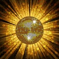 Gold disco ball and mosaic background Royalty Free Stock Photo