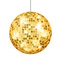 Gold Disco Ball Vector. Dance Club Retro Party Classic Light Element.