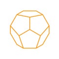 Gold dodecahedron on a white background for game, icon, packaging design or logo. Platonic solid. Vector illustration