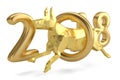 Gold dog and 2018 china dog year.3D illustration.