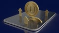 The gold dogecoin on tablet for cryptocurrency content 3d rendering