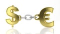 Gold Dollar and Euro Royalty Free Stock Photo