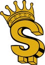 Gold dollar sign with crown