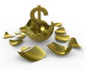 Gold dollar sign hatched from eggs of gold Royalty Free Stock Photo