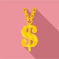 Gold dollar symbol icon, flat style Royalty Free Stock Photo