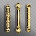 Gold door handles in baroque style, classic knobs