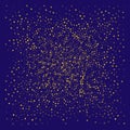 Gold dot halftone pattern on dark blue background creating dynamic abstract gradient effect with shimmering circular