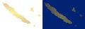 Gold Dotted New Caledonia Islands Map