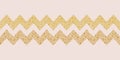 Gold dotted zig zag waves seamless vector border for paper goods, wedding invitation cards, greeting cards