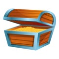 Gold dower chest icon, cartoon style