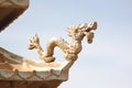 Gold dragon sculpture in the Chinese temple. Royalty Free Stock Photo