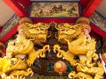 Gold dragon statues in Chinese religious venues Royalty Free Stock Photo