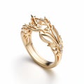 Intricate Dragon Design Gold Ring With Diamonds - Inspired By Fairy Tale Illustrations