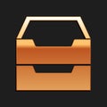 Gold Drawer with documents icon isolated on black background. Archive papers drawer. File Cabinet Drawer. Office