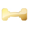 Gold dumbbell icon. Golden logo design element. Exercise dumbbells icon