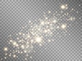 Gold dust on transparent background. Shining golden sparks and stars. Magic lights template. Luxury sparkling elements Royalty Free Stock Photo