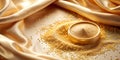 Gold dusting powder scattered over smooth satin cloth Royalty Free Stock Photo