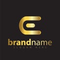 Gold E Letter Logo Icon Vector