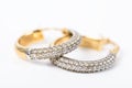 Gold Earrings With Diamonds Royalty Free Stock Photo