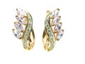 Gold earrings with shiny crystals