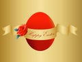 Gold Easter egg with ribbon and text