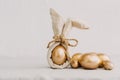 Gold Easter Eggs in Natural Linen Textile