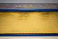 Gold edge of closed old vintage book with blue cover Royalty Free Stock Photo