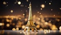 gold effeil tower on dark bokeh background Royalty Free Stock Photo