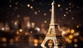 gold effeil tower on dark bokeh background Royalty Free Stock Photo