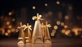 gold effeil tower with paper bags on dark bokeh background Royalty Free Stock Photo