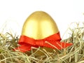 Gold egg with ribbon