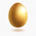Gold egg with shadow. Wealth and religion symbol. Realistic precious Easter egg.