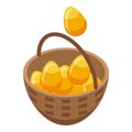 Gold eggs basket icon isometric vector. Passive income