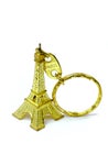 Gold Eiffel tower key chain isolate background Royalty Free Stock Photo