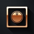 Gold Electric light switch icon isolated on black background. On and Off icon. Dimmer light switch sign. Concept of