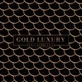 Gold elegant fish scale pattern isolated on black background. Japanese traditional ornament concept. Vector illustration Royalty Free Stock Photo