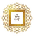 Gold element, square frame. Luxury ornament in Eastern style