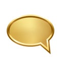 Gold ellipse speech bubble with frame vector illustration. 3d golden glossy elegant oval button design for empty emblem Royalty Free Stock Photo