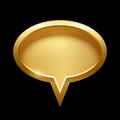 Gold ellipse speech bubble with frame vector illustration. 3d golden glossy elegant oval button design for empty emblem Royalty Free Stock Photo