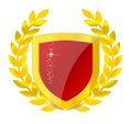 Gold emblem of colorful shield Royalty Free Stock Photo