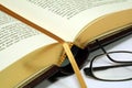 Gold Embossed Book with Reading Glasses