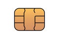 Gold EMV chip icon for bank plastic credit or debit charge card. Vector illustration Royalty Free Stock Photo